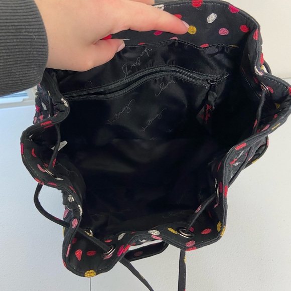 NWOT Vera Bradley black‎ Havana dot patterned drawstring magnetic backpack bag main image 4